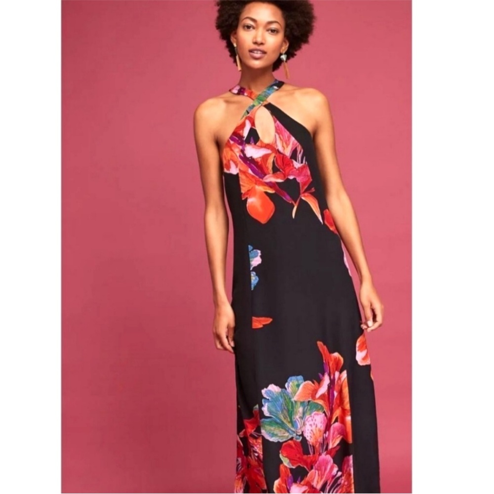 Maeve Anthropologie 100% Silk Cayman Maxi Dress Floral Size XXS - Picture 1 of 9